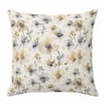 thumbnail image 1 of Gray Beige Floral Pillow Covers 18x18 Inch, Spring Modern Botanical Flowers Blossom Linen Pillowcase with Invisible Zipper, Decorative Throw Pillow Covers Cushion Case for Couch Sofa Bed Living Room, 1 of 9