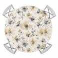 thumbnail image 1 of Gray Beige Floral Round Fitted Tablecloth with Elastic Edge, Waterproof Table Cloth Table Cover for 45"-54" Tables, Spring Modern Botanical Flowers Blossom Tablecloths for Dining Picnic Outdoor, 1 of 9