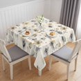thumbnail image 1 of Gray Beige Floral Table Cloth Waterproof Tablecloths, Spring Modern Botanical Flowers Blossom Tablecloth Dining Table Cover for Kitchen Party Tabletop Outdoor, Square Tablecloth 60x60 Inch, 1 of 9