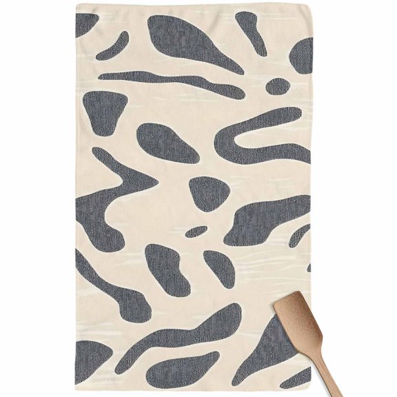 Gray Beige Kitchen Towel Dish Cloths Set of 1, Microfiber Soft Kitchen Hand Towels, Modern Abstract Color Block Modernism Absorbent Quick Drying Dishcloths 18 x 28 Inches