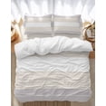 thumbnail image 1 of Gray Beige Stripe Bedding Duvet Cover Set Queen Size 4 Pieces Abstract Line Geometric Simple Bedding Set with Zipper Closure, 1 Comforter Cover 90x90 Inches 1 Flat Sheet & 2 Pillow Cases, 1 of 9