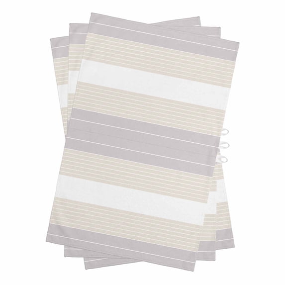 Gray Beige Stripe Kitchen Towels Set of 3, Water Absorbent Dish Towel, Modern Art Horizontal Striped Decorative Hand Towels - Quick Drying Cloth for Cooking Baking, 18x28 Inch
