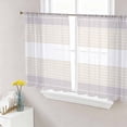 thumbnail image 1 of Gray Beige Stripe Semi Sheer Curtains 54 Inch Length 2 Panels Set, Modern Art Horizontal Striped Sheer Kitchen Curtain Privacy Voile Window Curtain for Living Room Bedroom Rod Pocket Drapes, 1 of 7