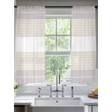 Gray Beige Stripe Sheer Curtains for Living Room Bedroom Modern Art
