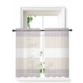 thumbnail image 1 of Gray Beige Stripe Tier Curtains 45 Inch Length,Sheer Curtains for Bedroom Living Room Window Modern Art Horizontal Striped Rod Pocket Drapes Kitchen Curtains Small Half Window 27.5"x45" 2 Panels, 1 of 6