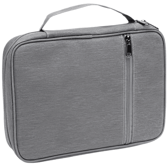 Gray Bible Cover Case, Slim Prayer Book Case with Zipper Closure, Portable Polyester Small Bible Case 11 x 2.2 x 8.1 in, Scripture Protective Bag with Bookmark