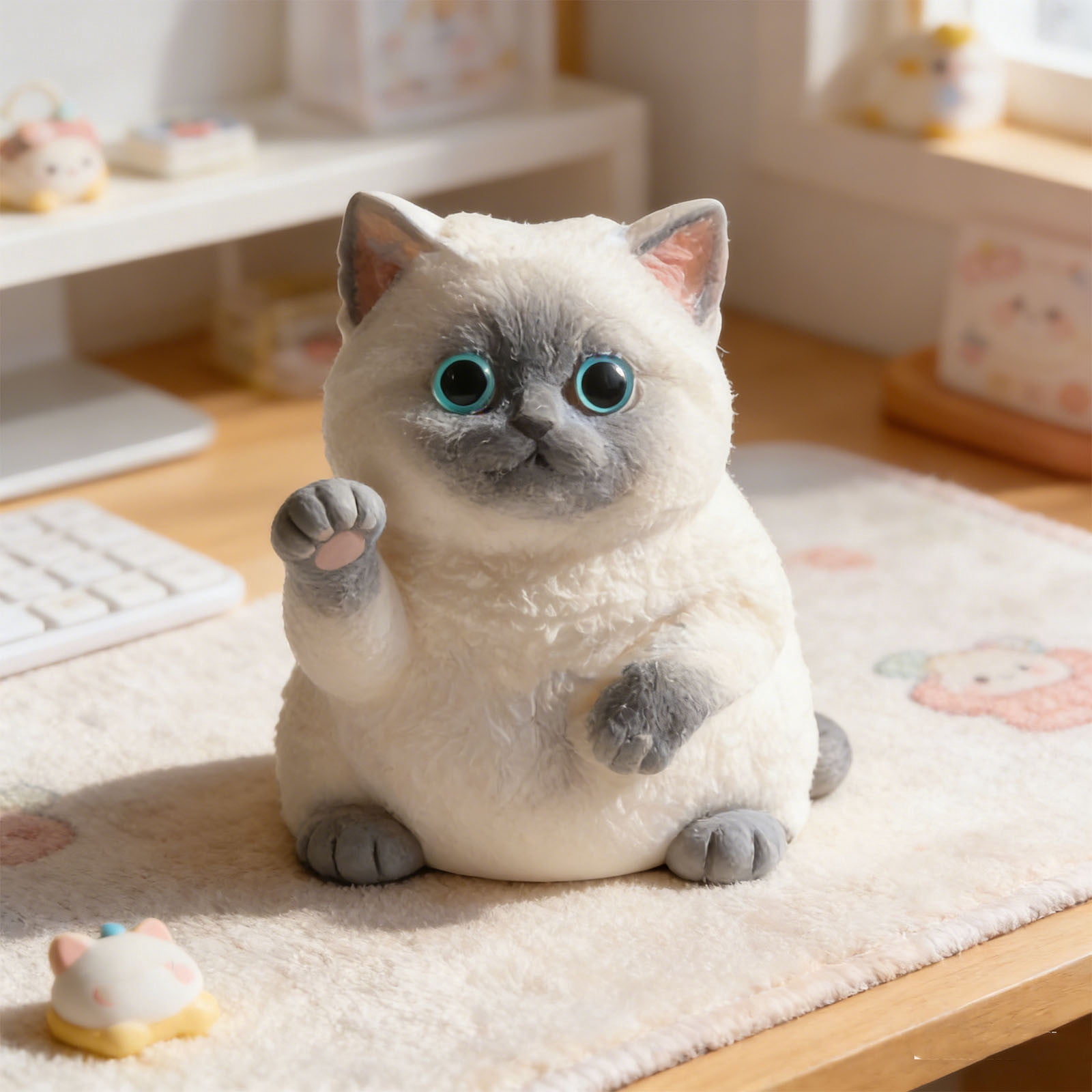 Gray Big Squishies Cat Toy, Handmade Large Cute Soft Cat Funny Squeeze Toys for Stress Relief, Cat Shaped Squishies Toys,Cat Toy pet Simulation Cut cat Pinch Toy,C