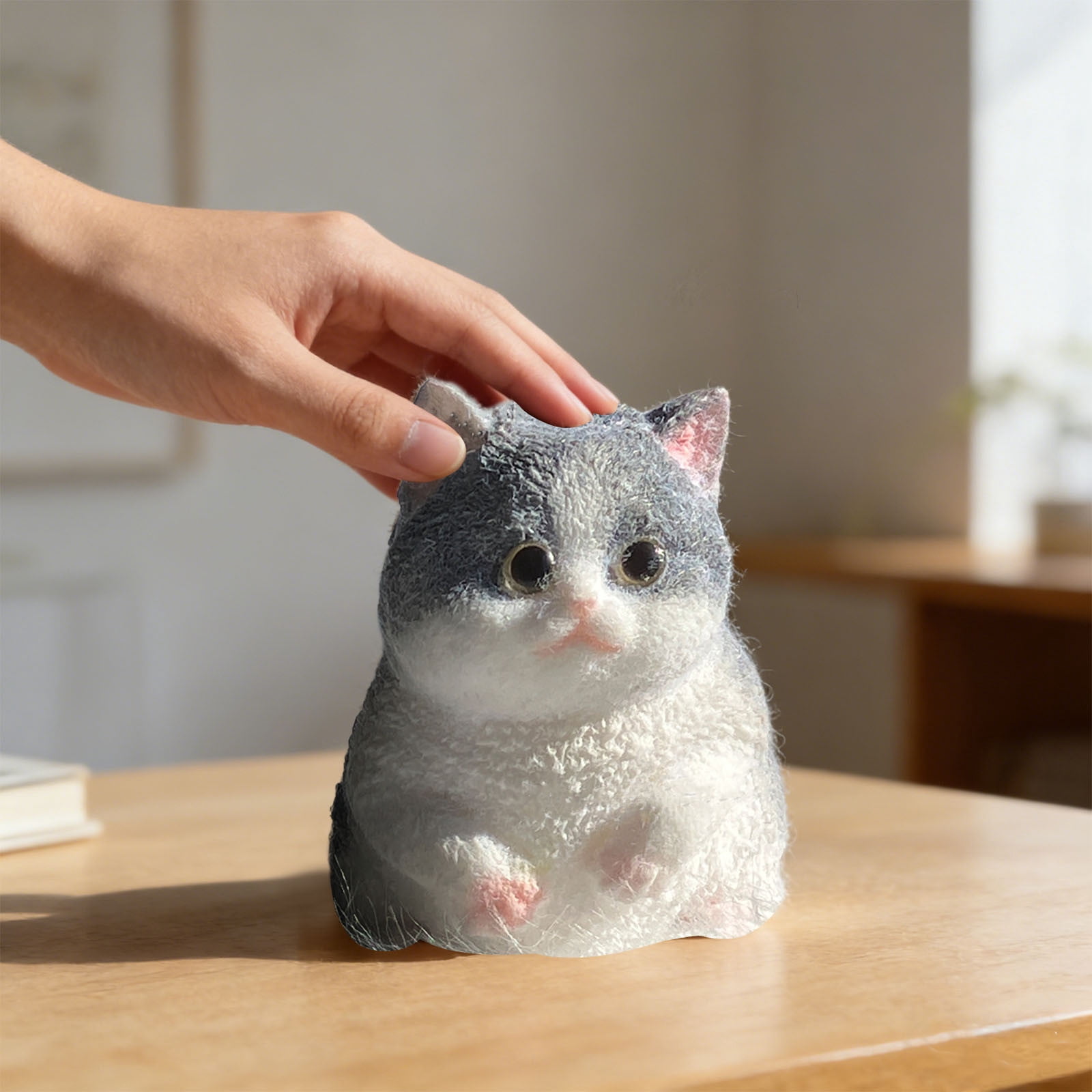 Gray Big Squishies Cat Toy, Handmade Large Cute Soft Cat Funny Squeeze Toys for Stress Relief, Cat Shaped Squishies Toys,Cat Toy pet Simulation Cut cat Pinch Toy,A