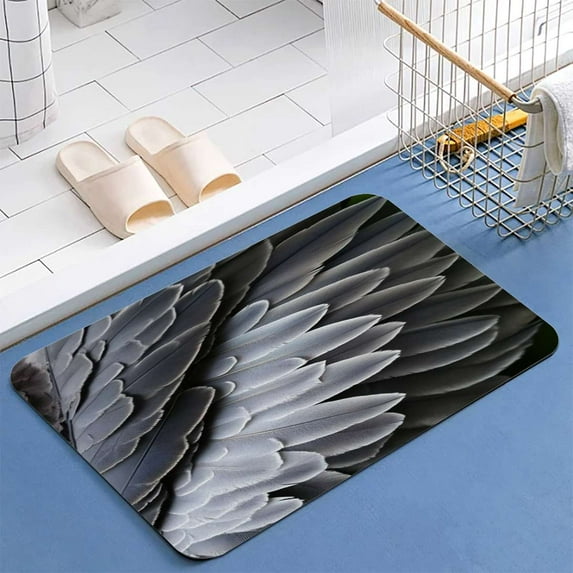 Gray Bird Plumage Closeup Texture Diatomite Bath Mats Bathroom Absorbent Anti Slip Floor Mat Foot Carpet Quick Dry Shower Toilet Rug Doormat Washable