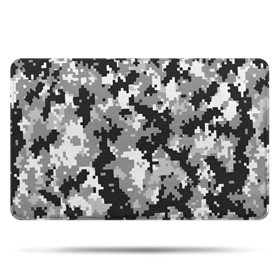 Gray Black Camo Digital Pattern Bathroom Rugs Mat,Non Slip Microfiber Bathroom Rug,Rubber Backing,Soft Bathroom Mats for Bathroom Floor,Tub and Shower,20x32in(50x80cm)