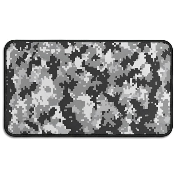 Gray Black Camo Digital Pattern Door Rugs,Washable Non Slip Door Mats Indoor,Decorative Door Mats,Entry Mat Indoor for Entrance,Bedroom,Kitchen,Bathroom,30"x17"