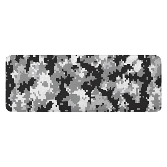 Gray Black Camo Digital Pattern Kitchen Rug Mat,Kitchen Runner Rugs Non Skid Washable,Decorative Kitchen Floor Mats for Kitchen,Sink,Laundry,17"x47.2"