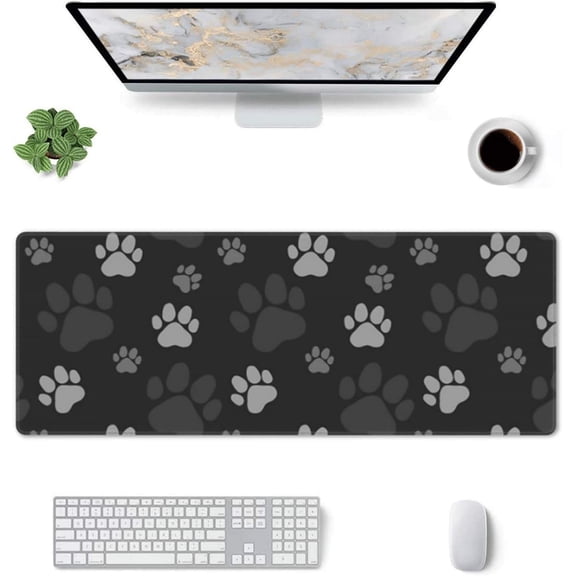 Gray and Black Cat Paw Gaming Mouse Pad Large Mouse Pad (31.5x11.8 Inch) Non-Slip Rubber Base Large Desk Mat Desk Protector for Home Office Gaming Work