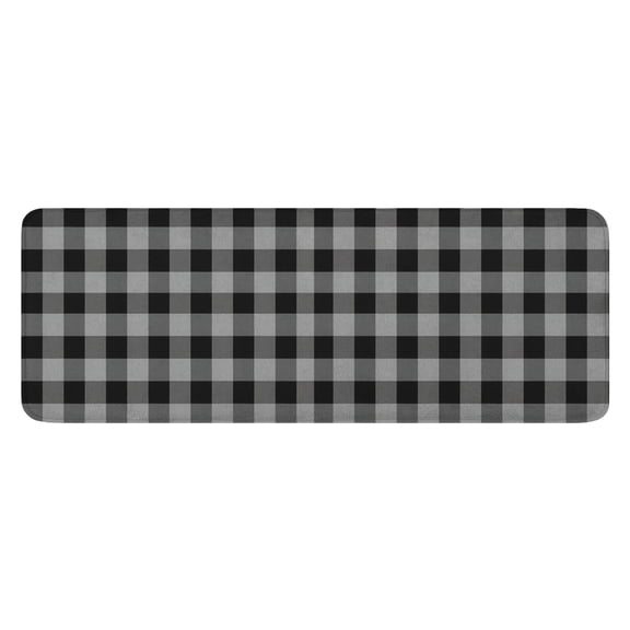 Gray Black Checkerboard Checkered Pattern Kitchen Rug Mat,Kitchen Runner Rugs Non Skid Washable,Decorative Kitchen Floor Mats for Kitchen,Sink,Laundry,17"x47.2"