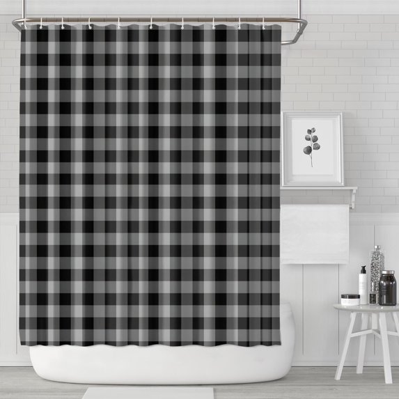 Gray Black Checkerboard Checkered Pattern Shower Curtain 72"x84" ,Bathroom Decorative Shower Curtains Set with 12 Hooks,Modern Waterproof Washable Shower Curtain
