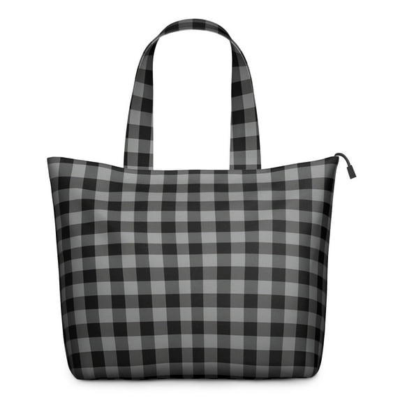 Gray Black Checkerboard Checkered Pattern Travel Tote Bags for Women Carry On,Large Weekender Bags for Women Travel,Multi Functional Duffle Bag for Work,Shopping,Sports
