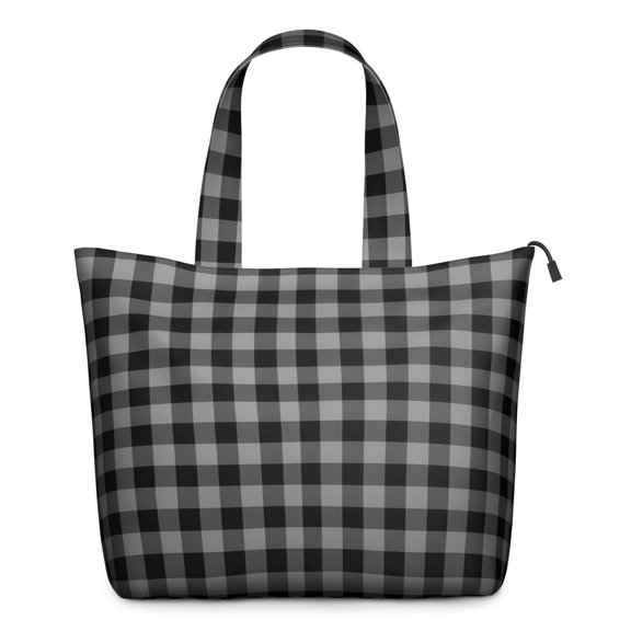 Gray Black Checkerboard Checkered Pattern Travel Tote Bags for Women Carry On,Large Weekender Bags for Women Travel,Multi Functional Duffle Bag for Work,Shopping,Sports