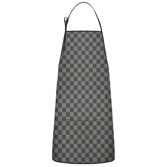 Gray and Black Checkerboard Pattern Apron-Garden Aprons for Women with Pockets-Cotton Linen Waterproof Kitchen Cooking Gardening Aprons Adjustable for Kitchen,Cooking,BBQ and Salon 33x27 Inch