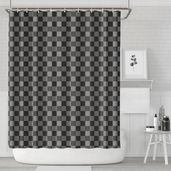 Gray and Black Checkerboard Pattern Shower Curtain 72"x84" ,Bathroom Decorative Shower Curtains Set with 12 Hooks,Modern Waterproof Washable Shower Curtain