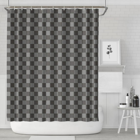 Gray and Black Checkerboard Pattern Shower Curtain 84"x72" ,Bathroom Decorative Shower Curtains Set with 12 Hooks,Modern Waterproof Washable Shower Curtain