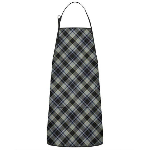 Gray Black Checkered Pattern Apron-Garden Aprons for Women with Pockets-Cotton Linen Waterproof Kitchen Cooking Gardening Aprons Adjustable for Kitchen,Cooking,BBQ and Salon 33x27 Inch