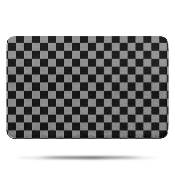 Gray and Black Checkered Pattern Bathroom Rugs Mat,Non Slip Microfiber Bathroom Rug,Rubber Backing,Soft Bathroom Mats for Bathroom Floor,Tub and Shower,17x27in(43x68cm)