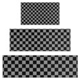 thumbnail image 1 of Gray and Black Checkered Pattern Kitchen Rugs Sets Of 3,Kitchen Runner Rugs Non Skid Washable,Decorative Kitchen Floor Mats for Kitchen,Sink,Laundry,17"x30"+ 17"x47" + 17"x59", 1 of 6