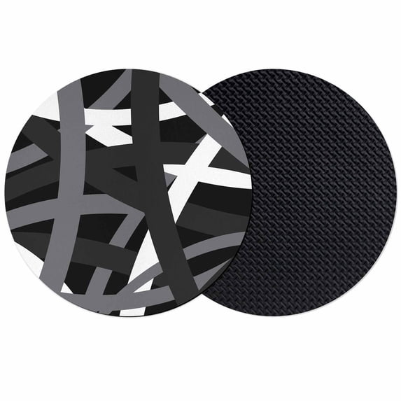 Gray Black Geometric Coasters Set of 2, Absorbent Coasters for Drinks, Modern Art Abstract Grey Line Coaster for Desk Coffee Table Protection, Home Decor House Warming Gifts 4"
