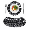 thumbnail image 1 of Gray Black Geometric Round 15 Inch Placemats Set of 8, Modern Art Abstract Grey Line HeatResistant Non Slip Place Mats for Dining Table, Wipeable Braided Kitchen Table Mats for Housewarming, 1 of 9