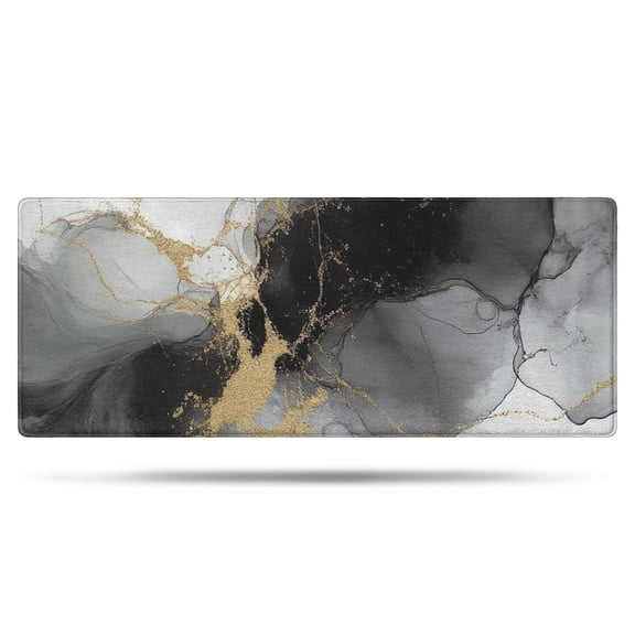 Gray Black Gold Marble Pattern Bathroom Rugs Mat,Non Slip Microfiber Bathroom Rug,Rubber Backing,Soft Bathroom Mats for Bathroom Floor,Tub and Shower,60x24in(150x60cm)