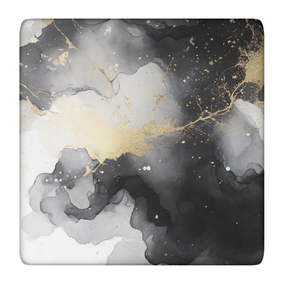 Gray Black Gold Marble Pattern Square Fitted Tablecloth with Elastic Edge,Square Table Cover,Washable Elastic Table Cover for Home Kitchen Party Decor 36"x36"
