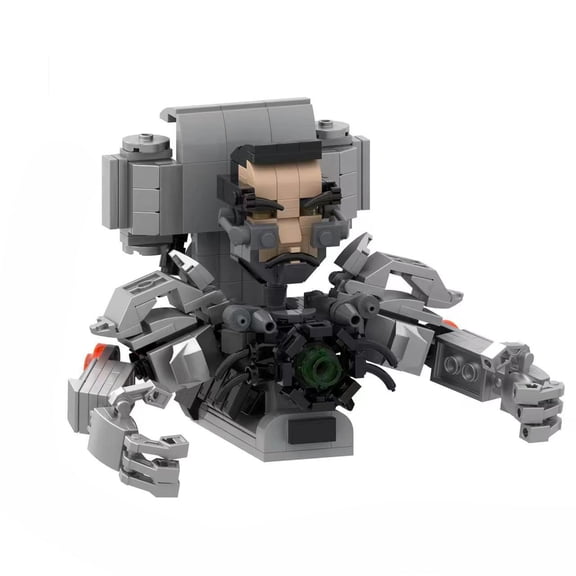 Gray Black Mecha Building Blocks Set, 421 Pcs Sci-Fi Robot Model Kit, Collectible Mechanical Figure with Green Energy Core for Teen Adult