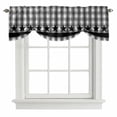 thumbnail image 1 of Gray Black Plaid Tie Up Valance Curtains for Windows, Kitchen Curtains Window Treatments, Vintage Star Greyish Buffalo Lattice Short Window Shades Valances for Bedroom Bathroom Cafe 54"x18", 1 of 8