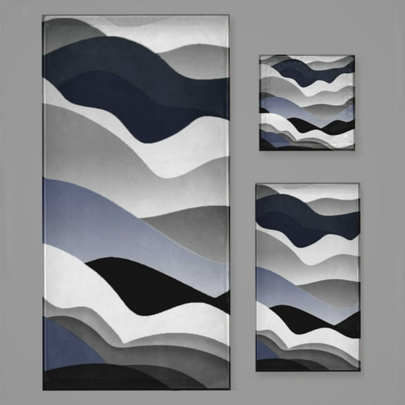 Gray Black White Gradient Abstract Bath Towel Sets For Bathroom Hand Towels Fingertip Towels 3 Piece Soft Absorbent For Bathroom Kitchen Hotel Beach