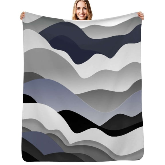 Gray Black White Gradient Abstract Flannel Blanket Warm Soft Bedding Throws Winter Camping Chair Sofa Bed