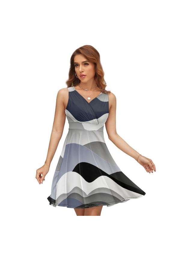 Gray Black White Gradient Abstract Sundress Sleeveless Dress Summer Women Clothes Dress for Women Dresses