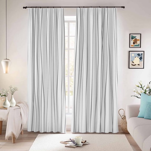 Gray Blackout Curtains for Bedroom/Living Room, Pinch Pleated Black Out Curtains, Abstract Lines Gradient Minimalist Modern Texture Room Darkening Window Drapes with Hooks 2 Panels, 59"x70"