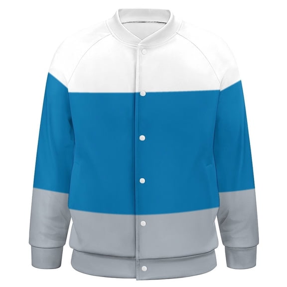 Gray Blue And White Stripes Baseball Jersey Fashion Ribbed Sleeve Man Women's Jacket Motion Tops XXS-6XL