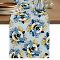 thumbnail image 1 of Gray Blue Bees Farmhouse Table Runner 72 Inches, Spring Summer Botanical Flowers Bed Runner Dresser Scarves Tabletop for Indoor Outdoor Parties/Ceremony/Banquet, 16" x 72", 1 of 9
