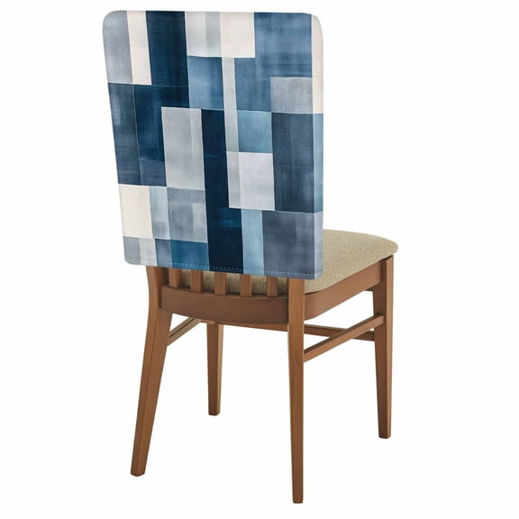 Gray Blue Chair Back Covers Set of 4, Modern Square Graffiti Painting Art Abstract Removable Dining Seat Cover Washable Kitchen Chair Slipcovers Protective for Party Festival Decoration 19x20in