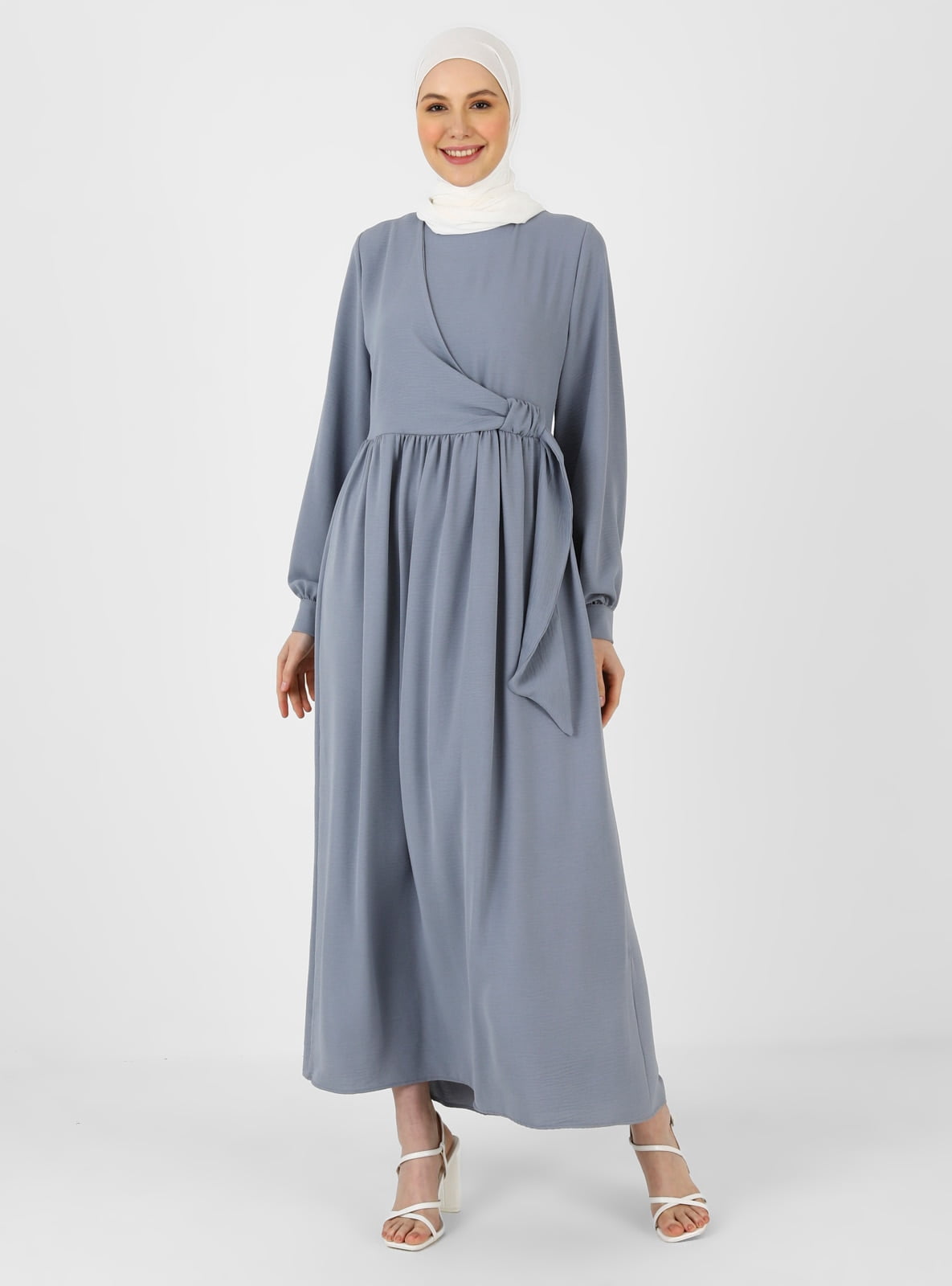 refka casual dress Gray Blue - Crew neck - Unlined - Modest Dress
