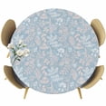 thumbnail image 1 of Gray Blue Dandelion Round Tablecloth, Fitted Table Cover with Elastic for 45"-54" Round Tables, Spring Flowers Modern Minimalist Table Cloth Outdoor Indoor Dinning Party Waterproof Tablecloths, 1 of 7