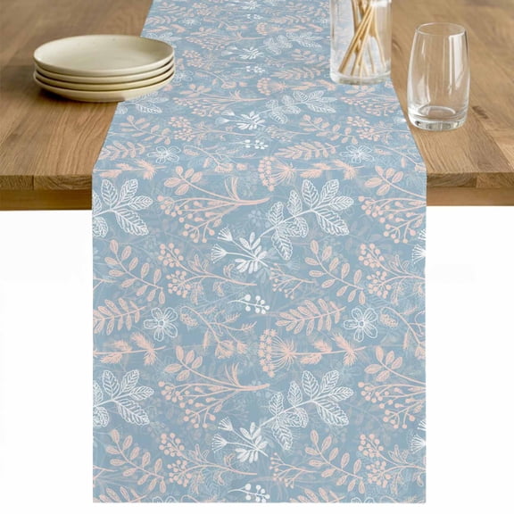 Gray Blue Dandelion Table Runner 48 Inches Long Farmhouse Dress Scarves, Spring Flowers Modern Minimalist Dining Tablerunner for Coffee Table/Kitchen Island/Party Décor, 13" x 48"