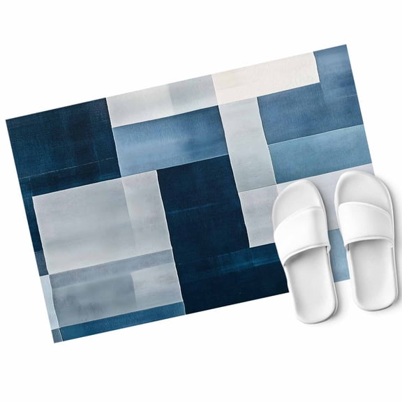 Gray Blue Door Mat Modern Square Graffiti Painting Art Abstract Non Slip Absorbent Entrance Mat Washable Low Profile Indoor Doormat for Front Door Entryway Entry 16"x24"