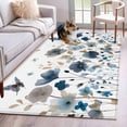 thumbnail image 1 of Gray Blue Flowers 3'x5' Washable Rug, Watercolor Floral Butterflies Spring Non-Slip Area Rugs for Entryway Kitchen Classroom, StainResistant Dorm Throw Carpet, Low Pile Soft Indoor Floor Mat, 1 of 9