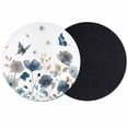 thumbnail image 1 of Gray Blue Flowers Coasters Set of 2, Absorbent Coasters for Drinks, Watercolor Floral Butterflies Spring Coaster for Desk Coffee Table Protection, Home Decor House Warming Gifts 4", 1 of 8