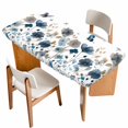 thumbnail image 1 of Gray Blue Flowers Table Cloths for 6 Foot Rectangle Tables, Watercolor Floral Butterflies Spring Patio Waterproof Elastic Fitted Tablecloths, Washable Rectangular Table Cover for Camping, 1 of 8