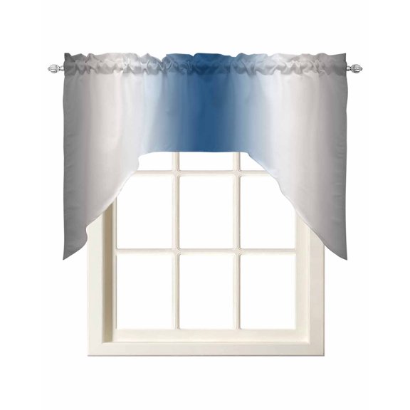 Gray Blue Kitchen Swag Valances for Windows, Modern Gradient Geometric Swag Valances Curtains for Living Room, Rod Pocket Window Treatments for Bathroom, Bedroom, Cafe, 56"x36"
