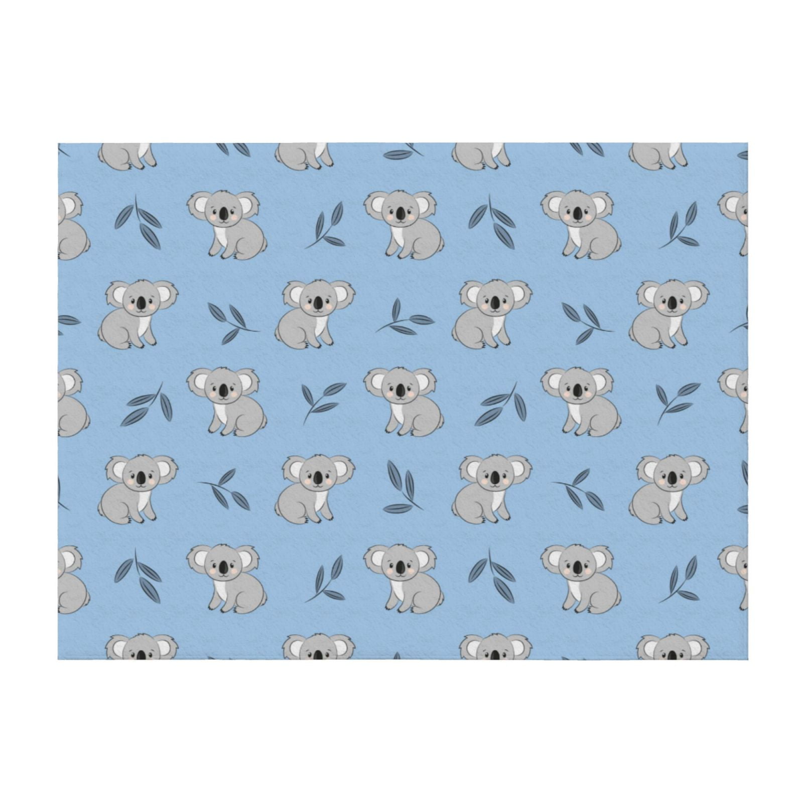 Gray Blue Koala Print Throw Blanket for Couch, Super Soft Fuzzy Comfy