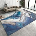 thumbnail image 1 of Gray Blue Swirl Marble Texture Area Rug, Modern Abstract Luxury Bedroom Rug, Washable Non-Slip Breathable Durable Carpet For Living Room Bedroom Study Dining Room Office Decor 2 x 3ft, 1 of 6